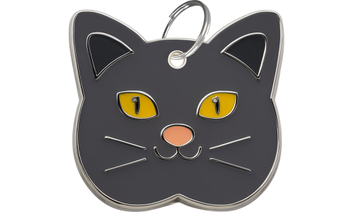 Médaille chat en forme de British Shorthair en alliage de zinc léger, plaque d'identité personnalisable pour chat.