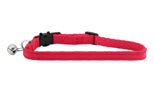 Collier pour chat avec fermoir de sécurité rouge brodé, léger et personnalisable avec le nom de votre chat, clochette argentée.