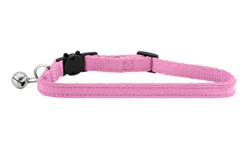 Collier pour chat avec fermoir de sécurité rose brodé, léger et personnalisable avec le nom de votre chat, clochette argentée.