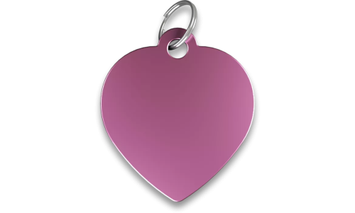 Médaille chat rouge en forme de cœur, en aluminium avec anneau fendu. Personnalisée et gravable avec le nom de votre chat.